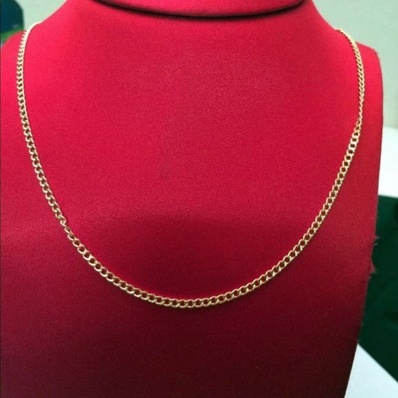 14k Yellow Gold Cuban Curb Link Chain 24”